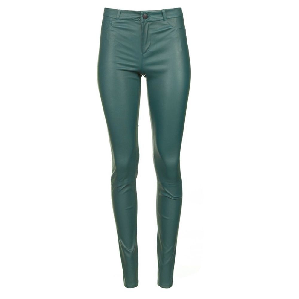bebe Teal Green Faux-Leather Skinny Pants